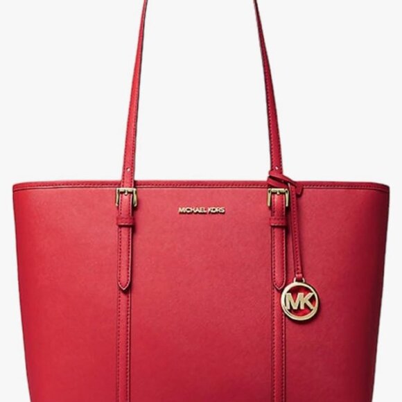 Michale Kors Jet Set Travel Large Red Saffiano Leather Tote Bag - Picture 1 of 4